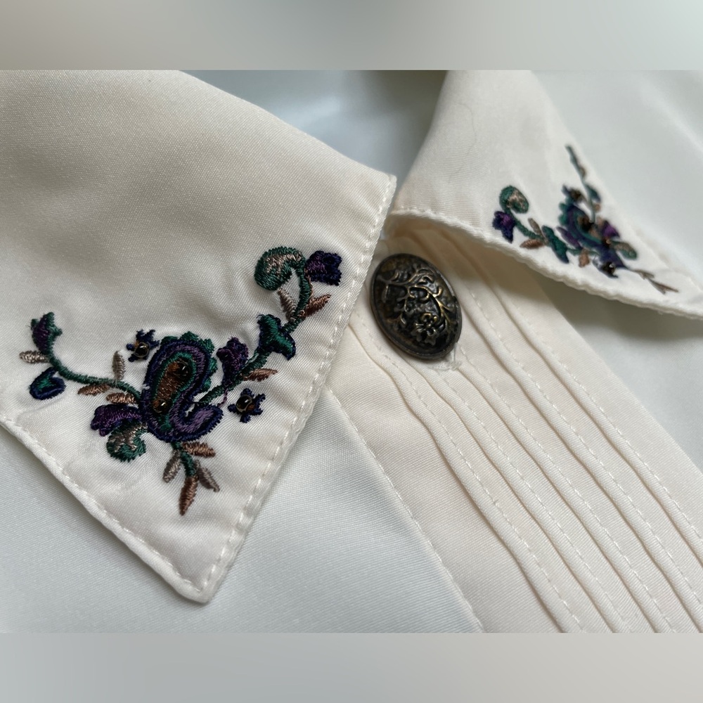 True Vintage 1980s Koret size 16 blouse - Purple Peacock